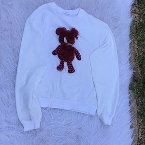 Shein Girls white red pearl bear sweatshirt